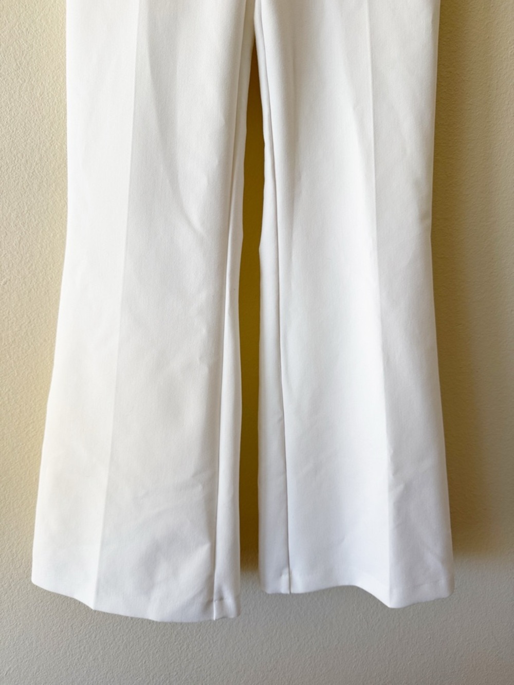 ZARA Minimalist White Flared Dress Pants High Waisted Creased Size Large - Picture 6 of 14